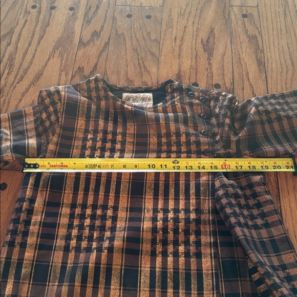 Ace & Jig Button Detail 3/4 Sleeve St. Honore Black and Brown Metallic Blouse S - Picture 9 of 10